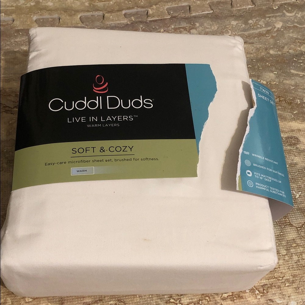 🆕Cuddl Duds White Sheet Set Twin  NWT